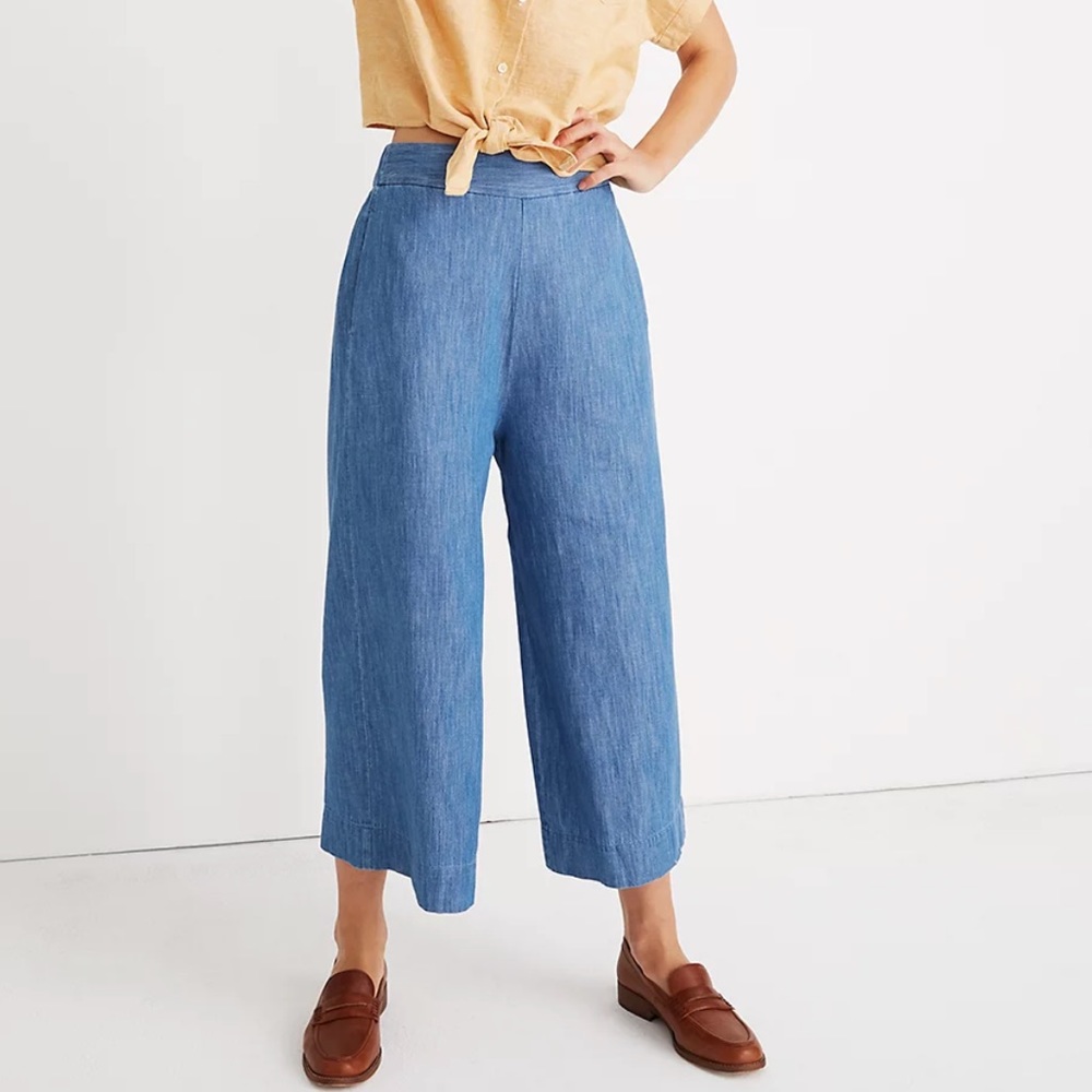 Madewell Chambray Huston Pull-On Crop Pants